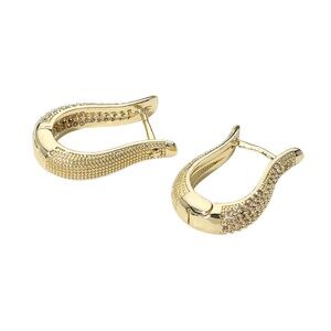 Gold Dipped CZ Pave Huggie  Hoop Earrings